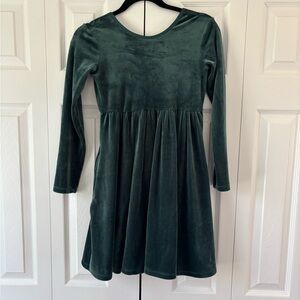 Hanna Andersson Dark Green Velvet Long-Sleeve Dress